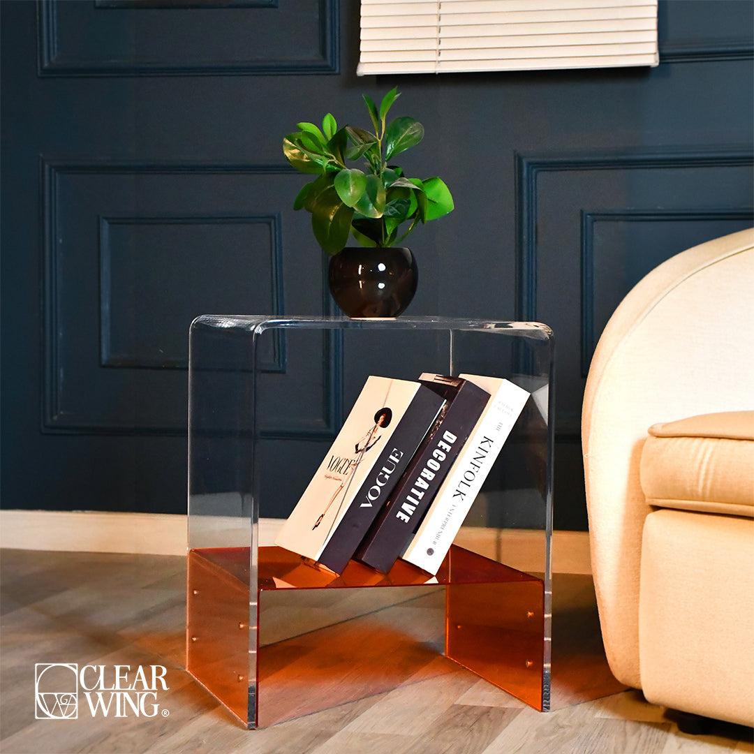 Acrylic Plexi side table with storage