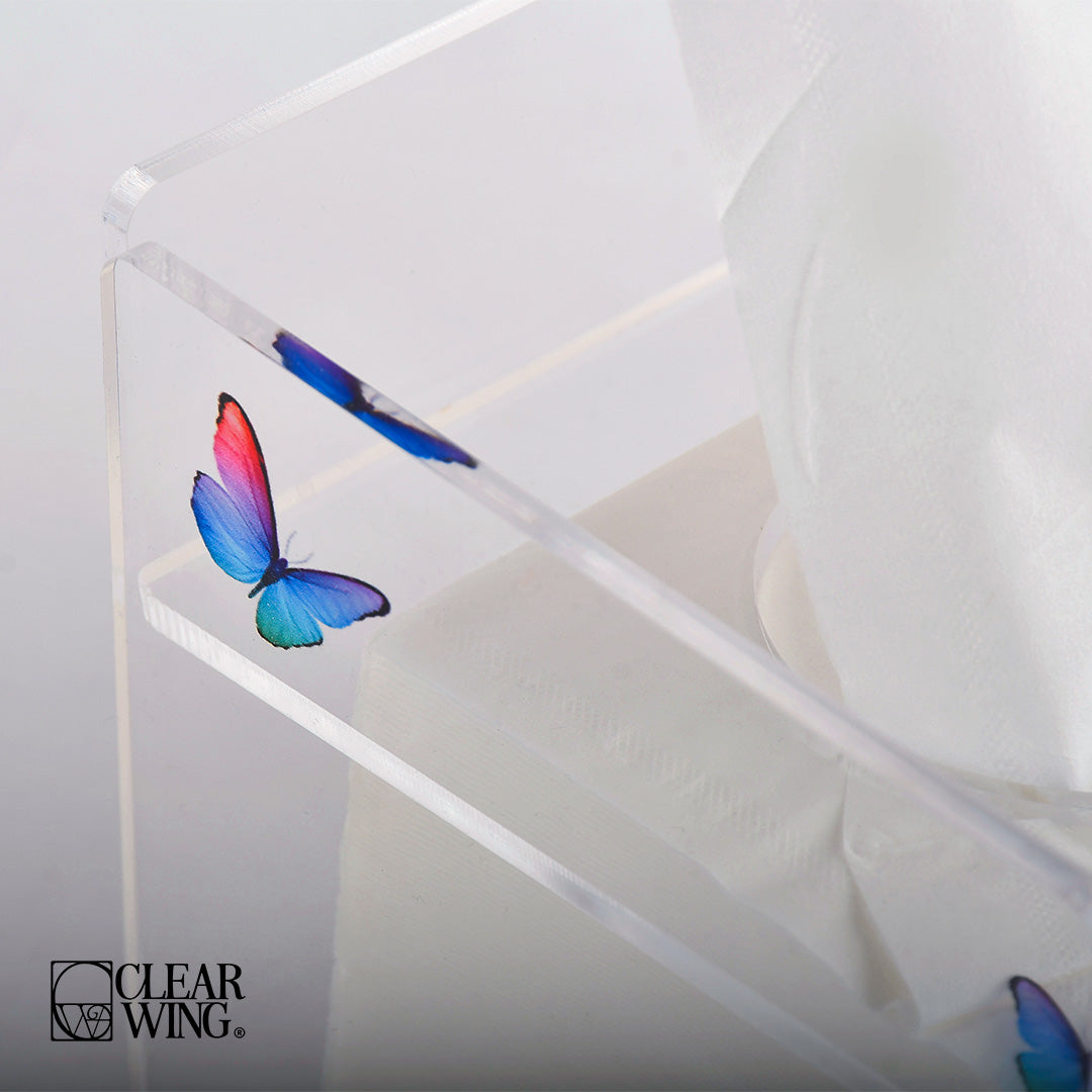 Acrylic Square Tissue Box butterfly 1