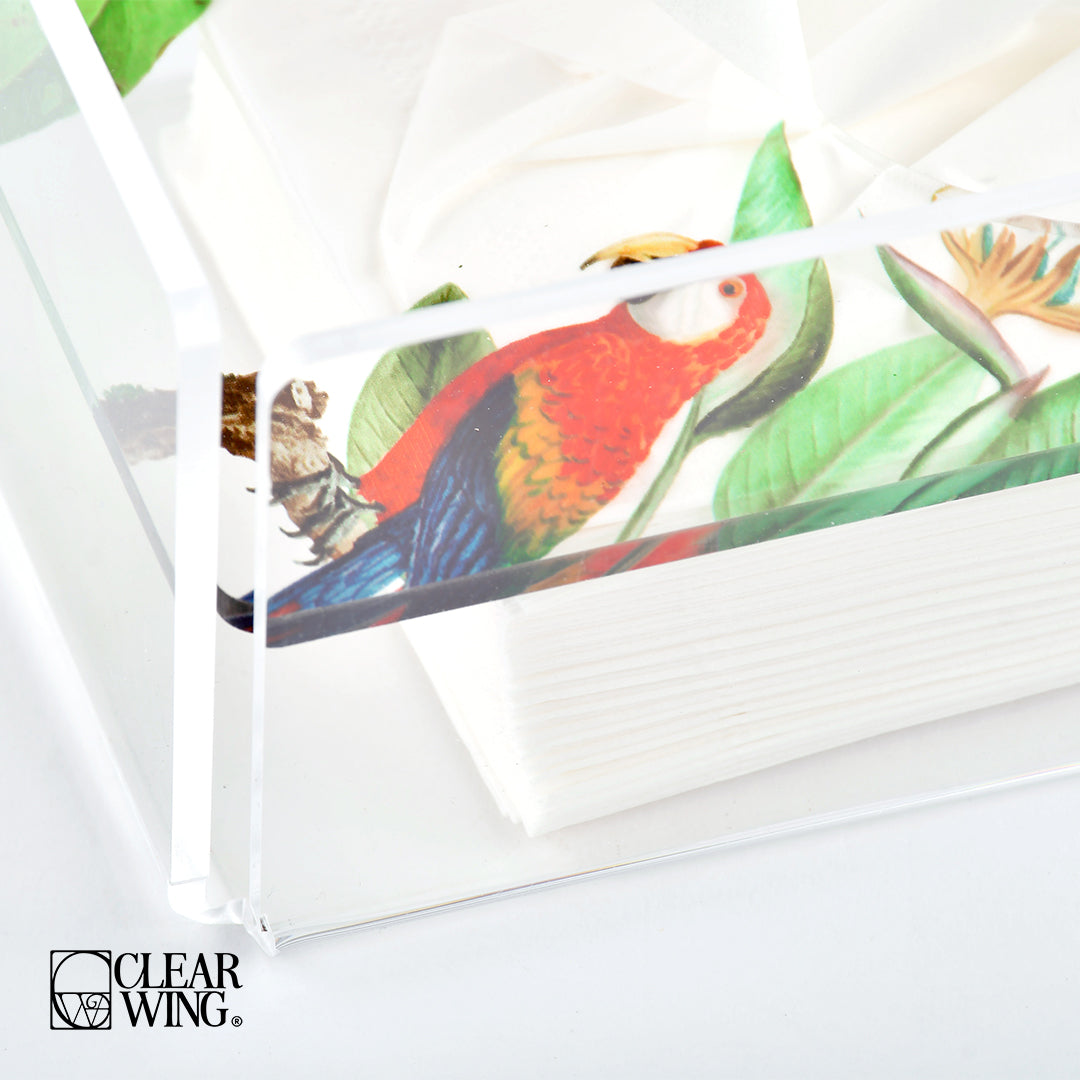 Acrylic plexi Tissue Box parrot