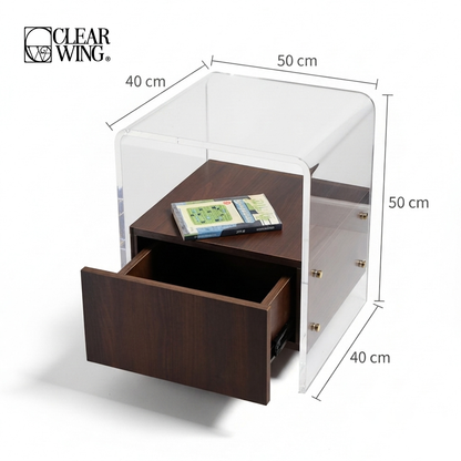 Acrylic Plexi Nightstand with Wood