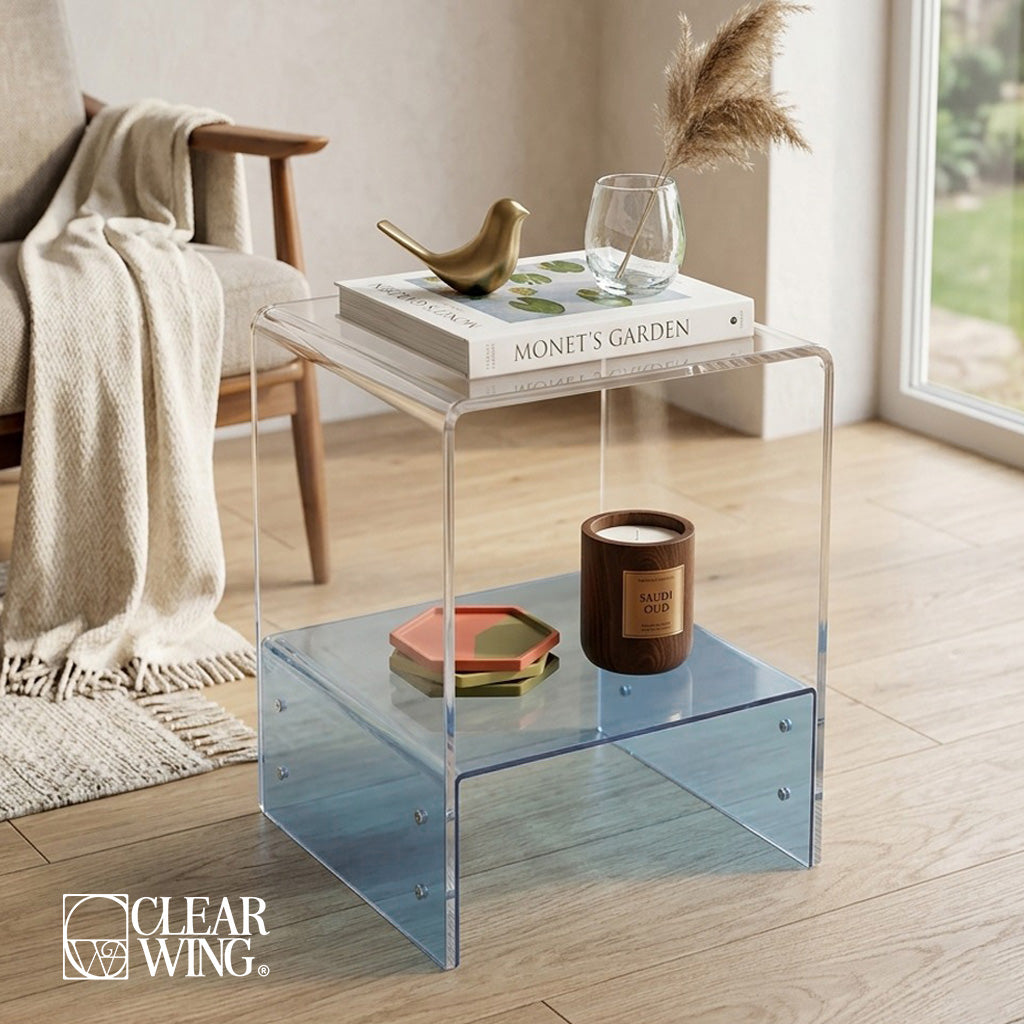 Acrylic Plexi side table with storage
