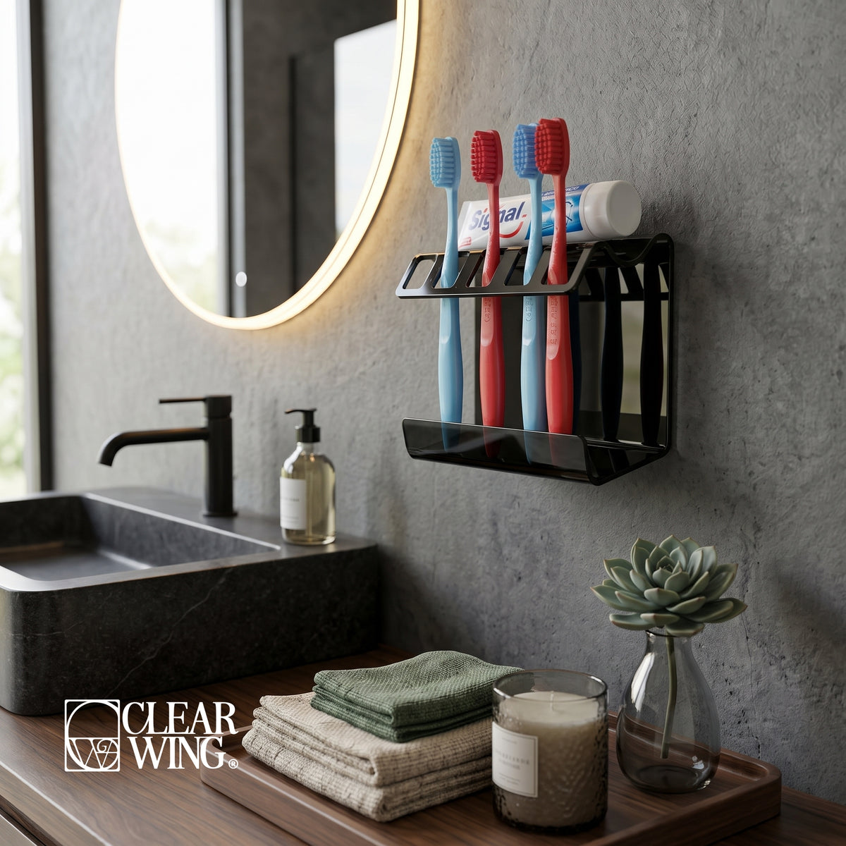 Acrylic Plexi Toothbrush & Toothpaste Holder – Wall Mount