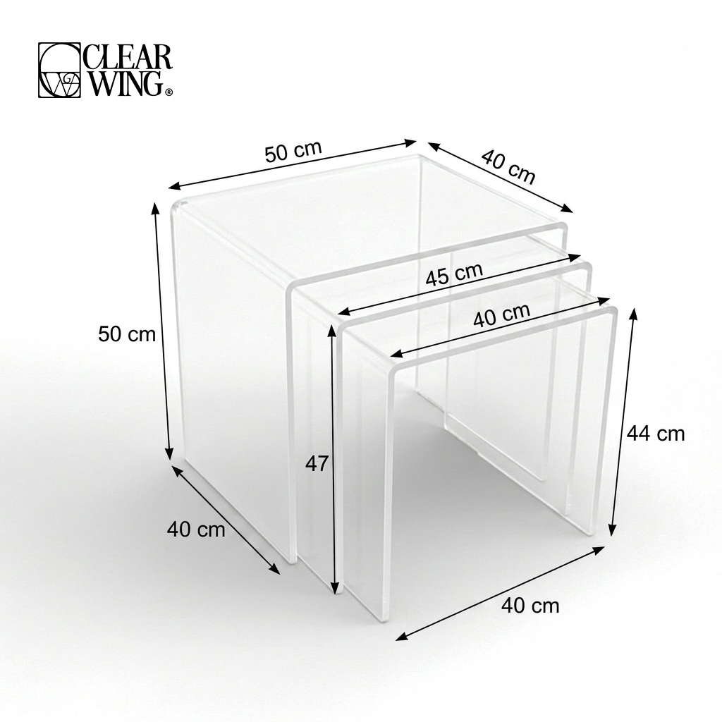 Acrylic Plexi Nesting Set of 3 Tables