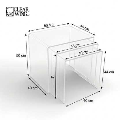 Acrylic Plexi Nesting Set of 3 Tables