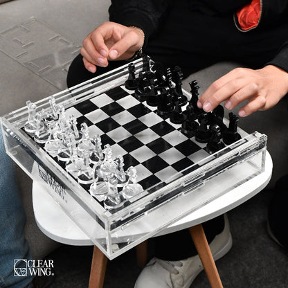 Acrylic Plexi Game Chess Set - Black & clear