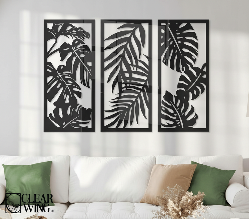 Acrylic Plexi Big Leaves Wall Art (3pcs)