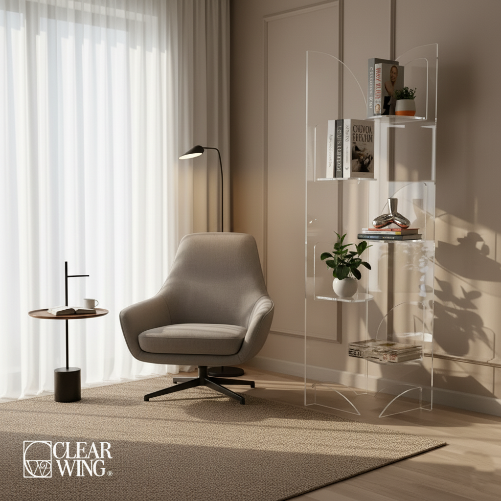 Acrylic Plexi Book Shelf Storage