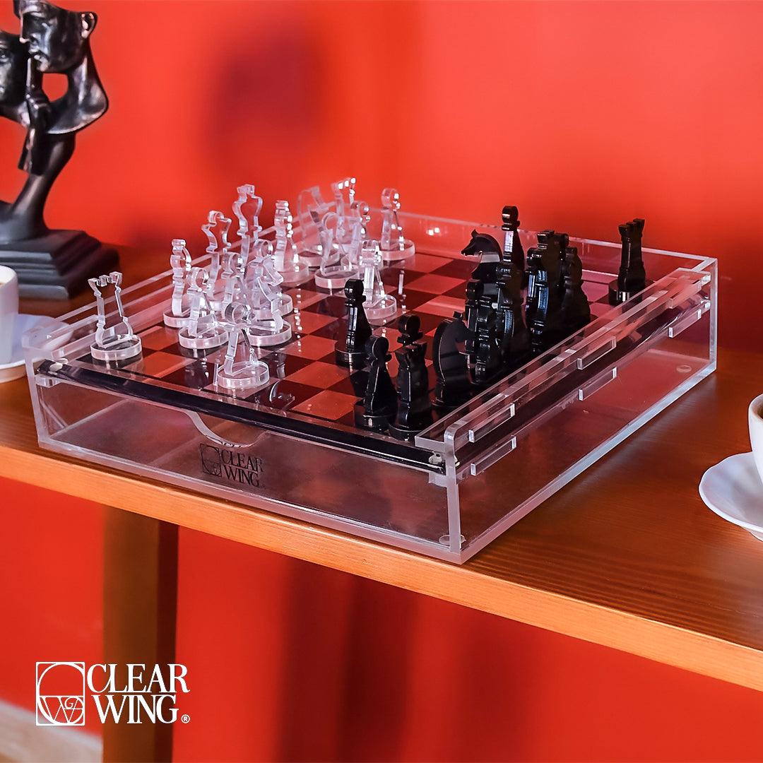 Acrylic Plexi Game Chess Set ( Black & clear )