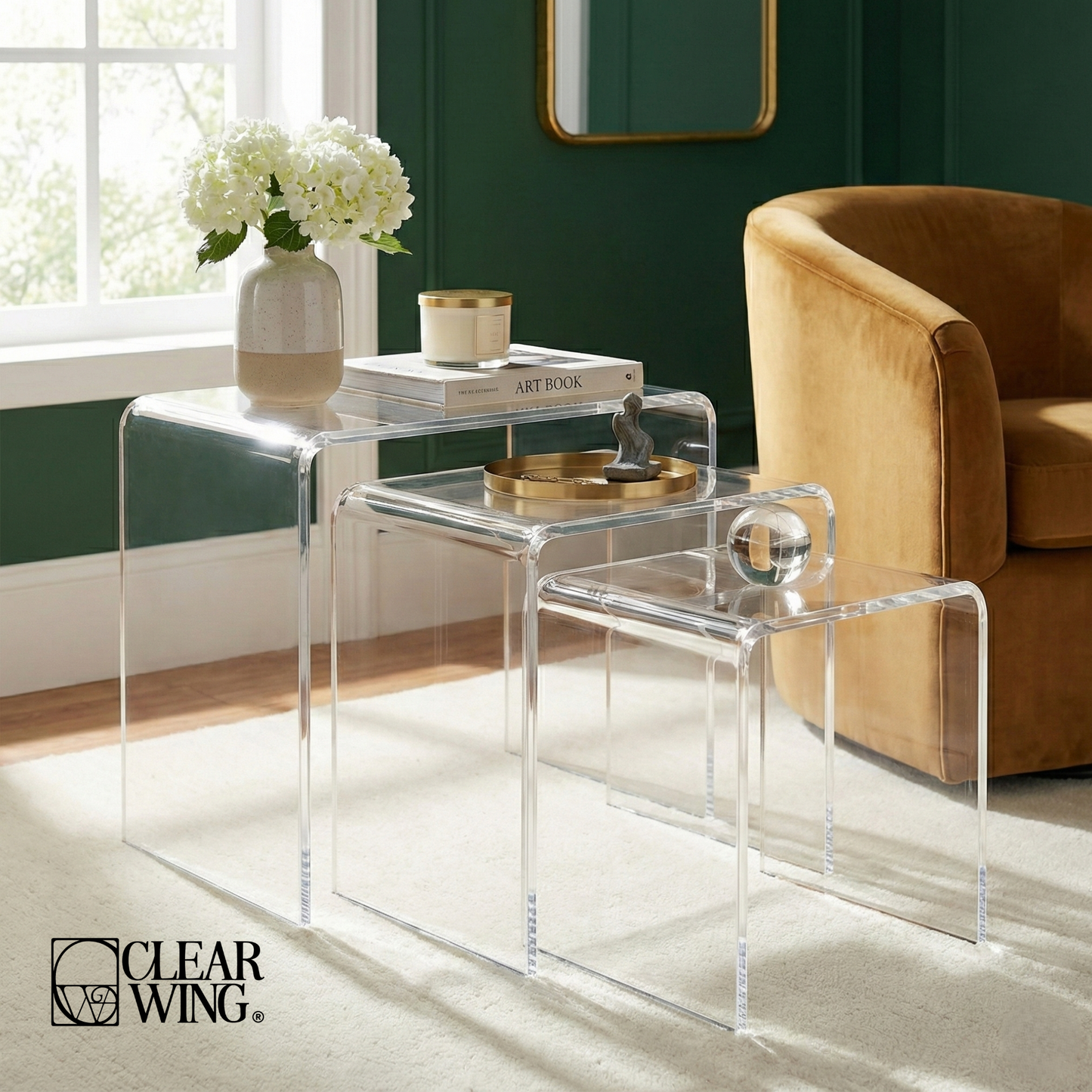 Acrylic Plexi Nesting Set of 3 Tables