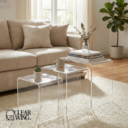 Acrylic Plexi Nesting Set of 3 Tables
