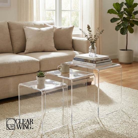 Acrylic Plexi Nesting Set of 3 Tables