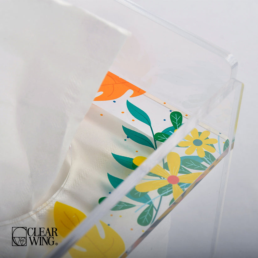Acrylic Plexi Square Tissue Box flower
