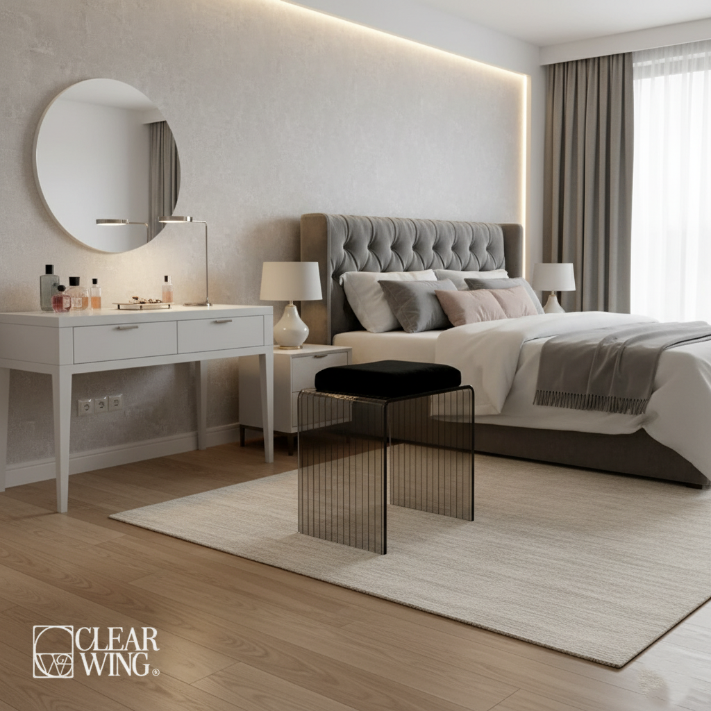 Acrylic Plexi Stool (Black Cushioned)