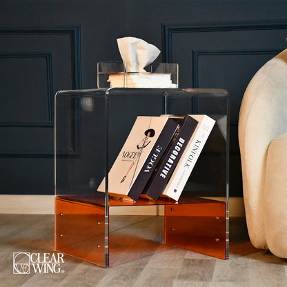 Acrylic Plexi side table with shelf