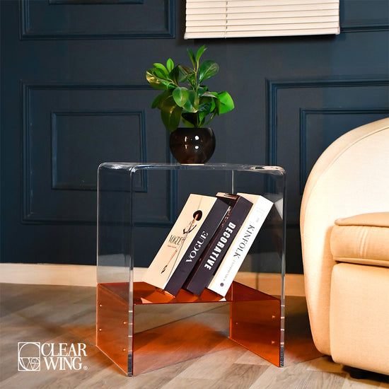 Acrylic Plexi side table with storage