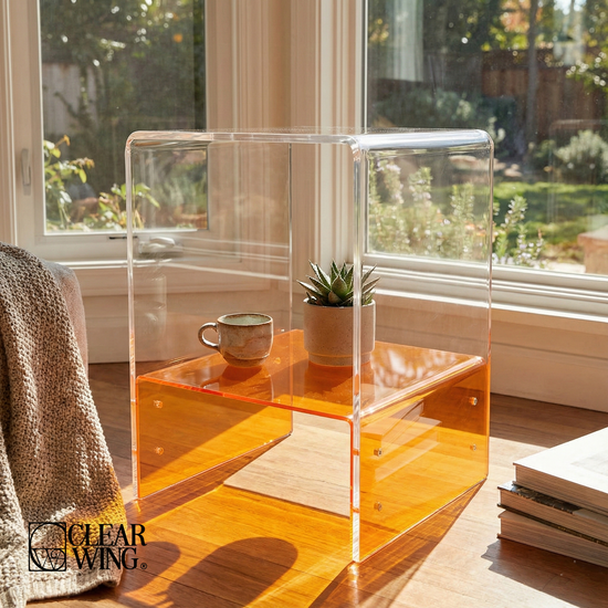 Acrylic Plexi side table with storage