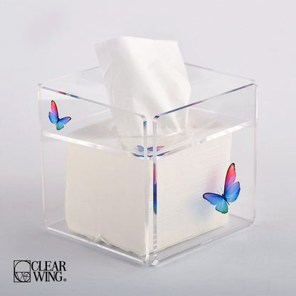 Acrylic Square Tissue Box Butterfly 