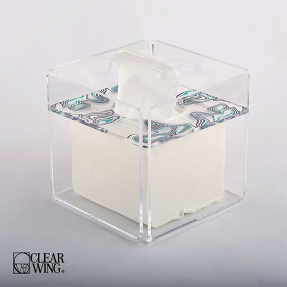 Acrylic Square Tissue Box blue