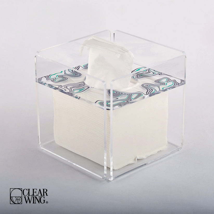 Acrylic Square Tissue Box blue
