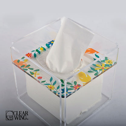 Acrylic Square Tissue Box flower