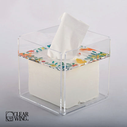 Acrylic Square Tissue Box flower 1