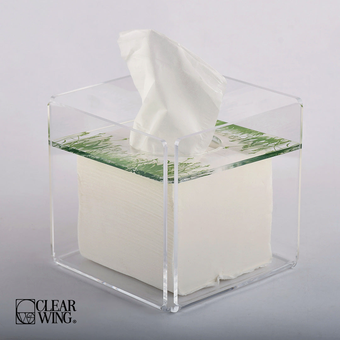 Acrylic Square Tissue Box green