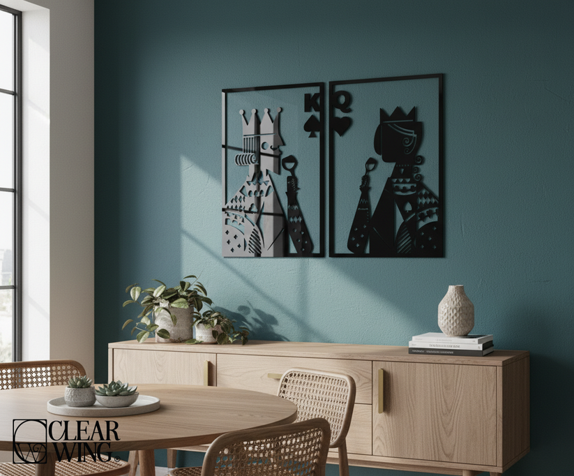Acrylic   Wall Art (Poker King Of Spades & Queen Of Harts)