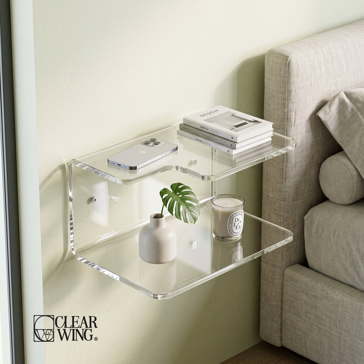 Double-Layer Acrylic Plexi Wall Shelf