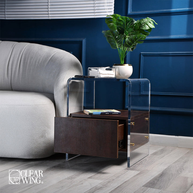 Acrylic plexi Nightstand with wood