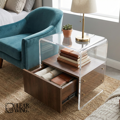 Acrylic plexi Nightstand with wood