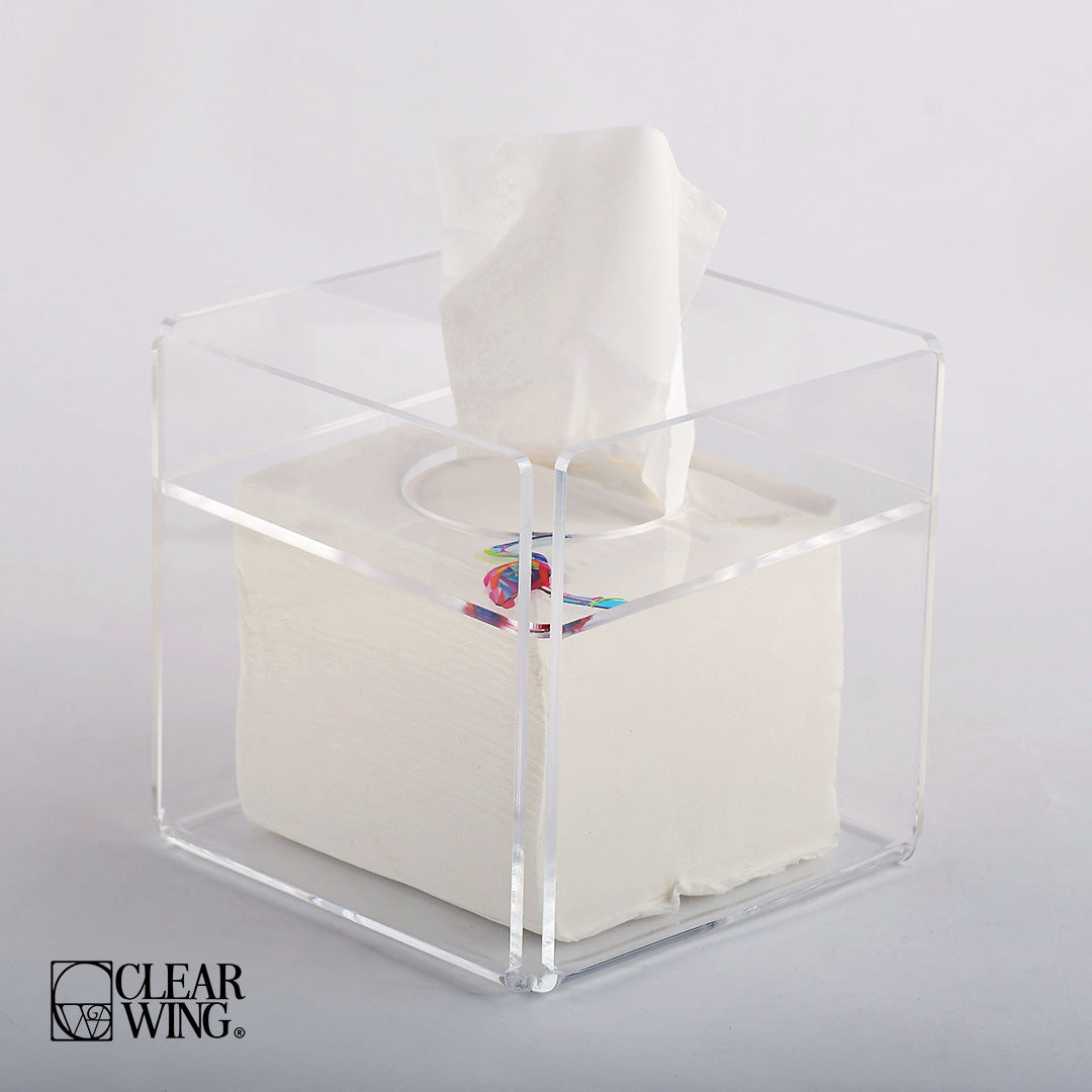 Acrylic plexi Square Tissue Box apricot 