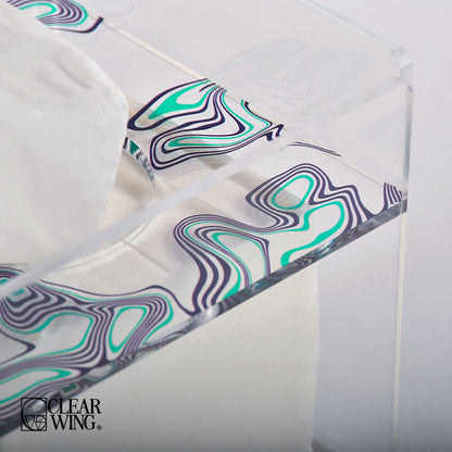 Acrylic plexi Square Tissue Box blue