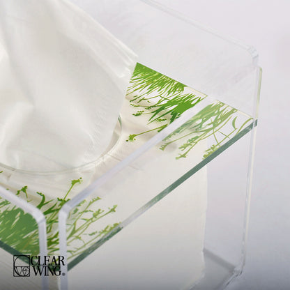 Acrylic plexi Square Tissue Box green