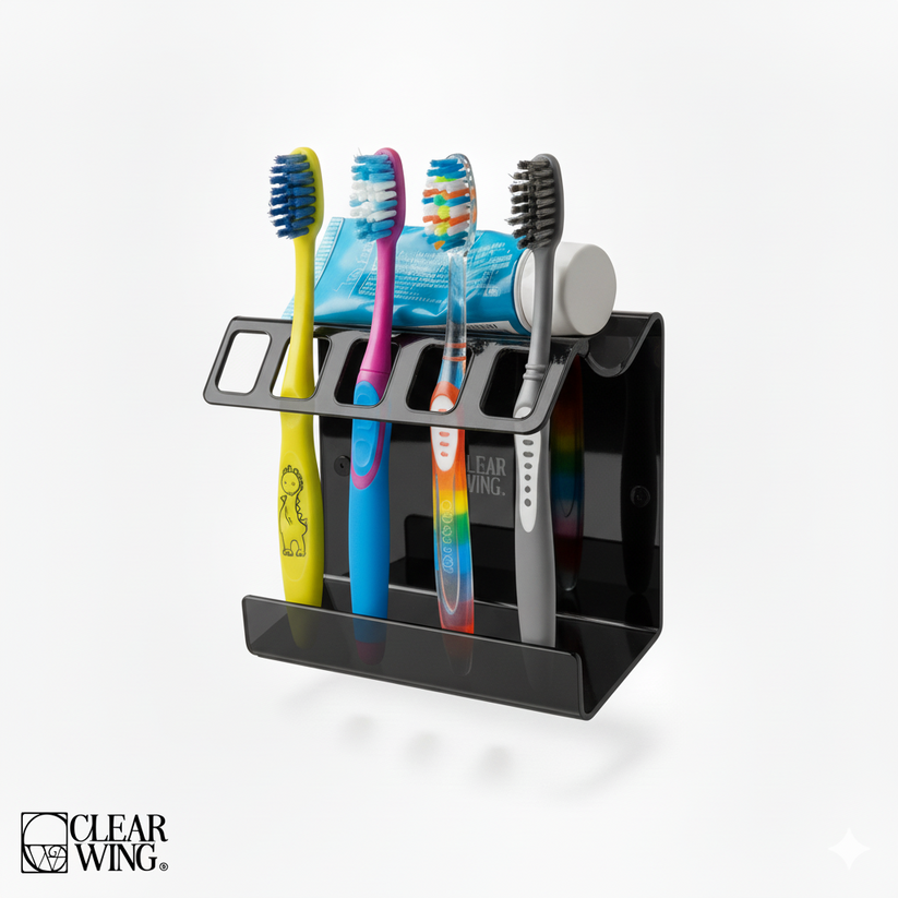 Acrylic plexi Toothbrush Holder Black