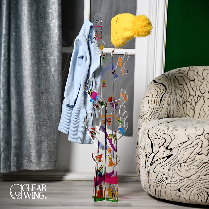 Acrylic plexi tree clothes hanger stand 1