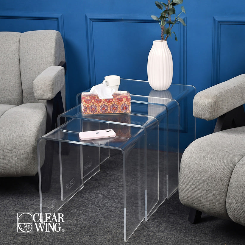 Acrylic Plexi Nesting Set of 3 Tables