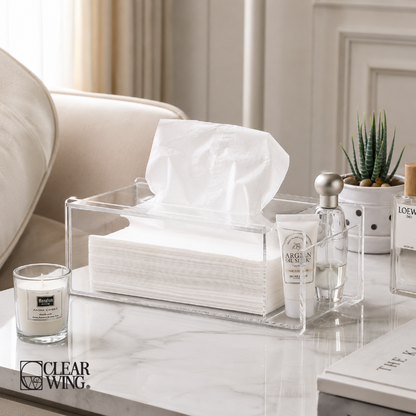 Acrylic Plexi Tissue Box with Storage