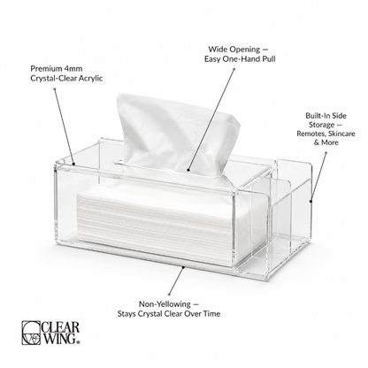 Acrylic Plexi Tissue Box with Storage