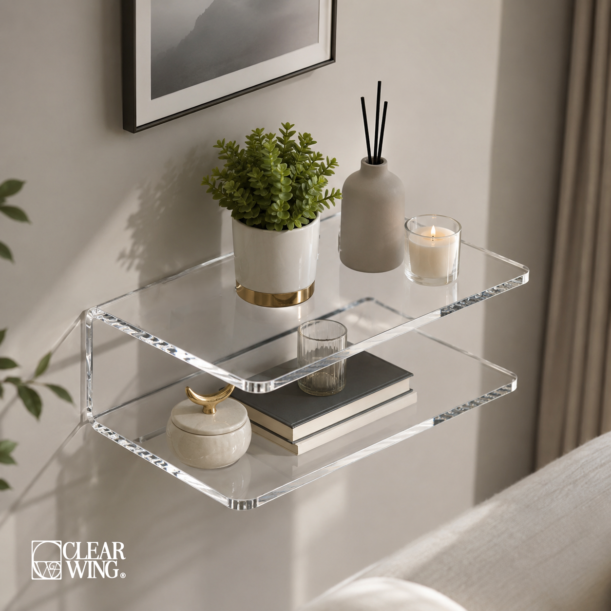 Double-Layer Acrylic Plexi Wall Shelf