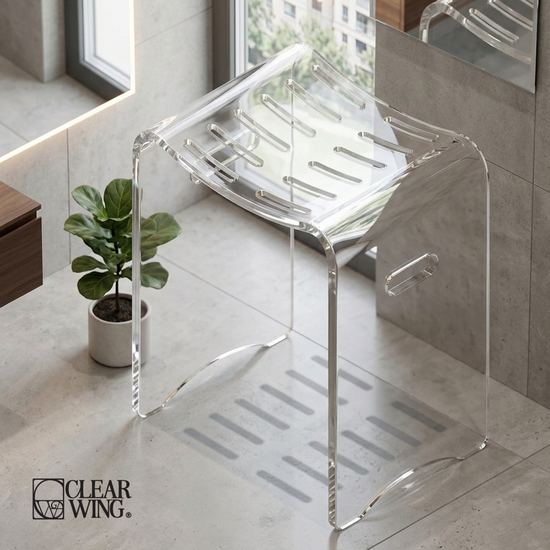 Acrylic Plexi  Bathroom Stool
