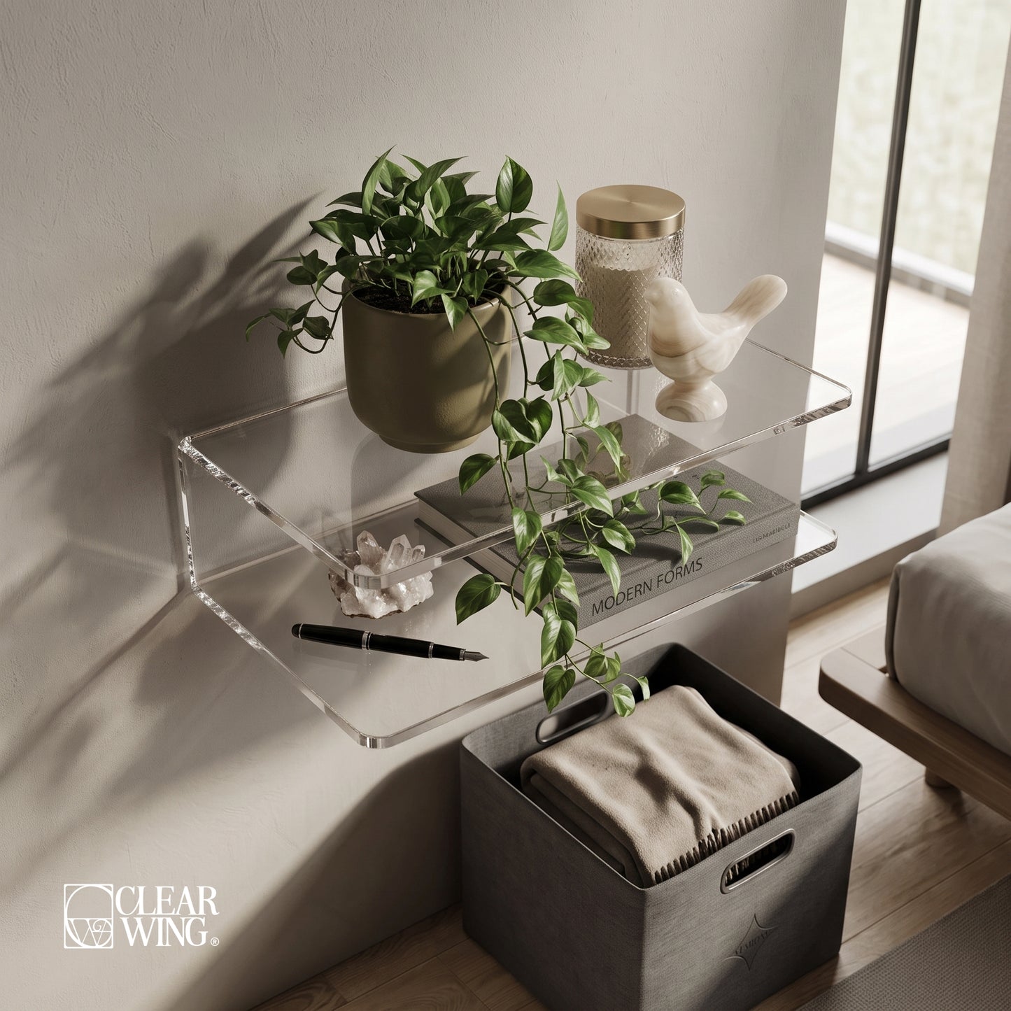 Double-Layer Acrylic Plexi Wall Shelf