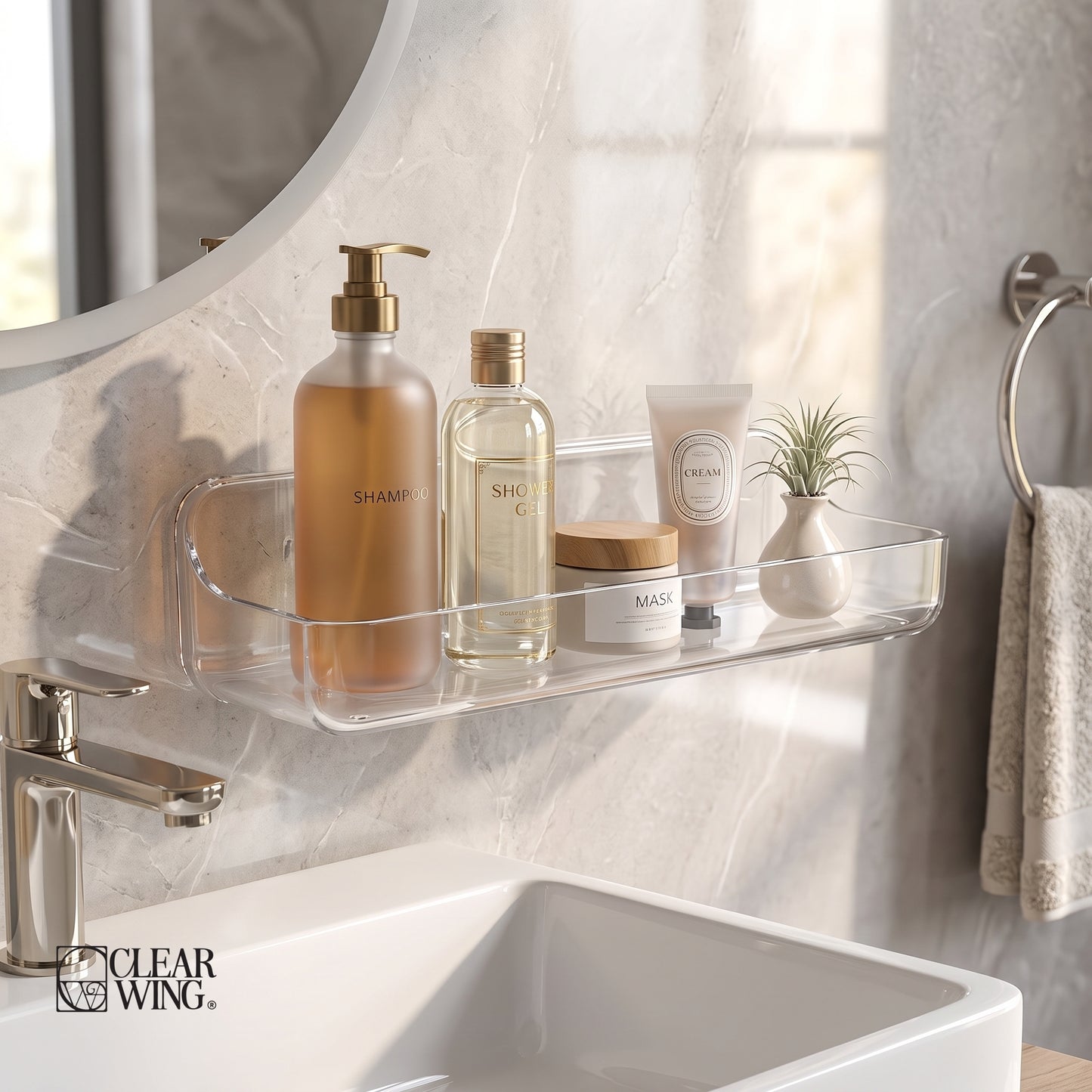 Acrylic Plexi  Shower wall shelf