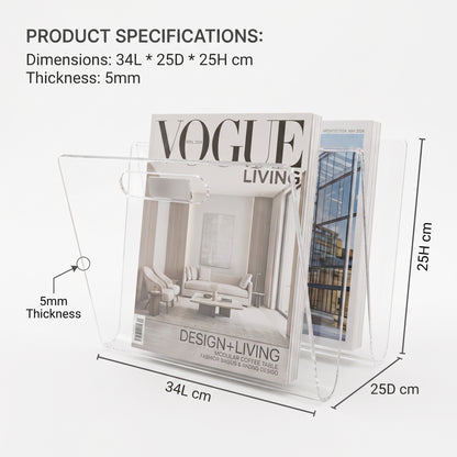 Acrylic Plexi Wave Magazine Rack With Handle