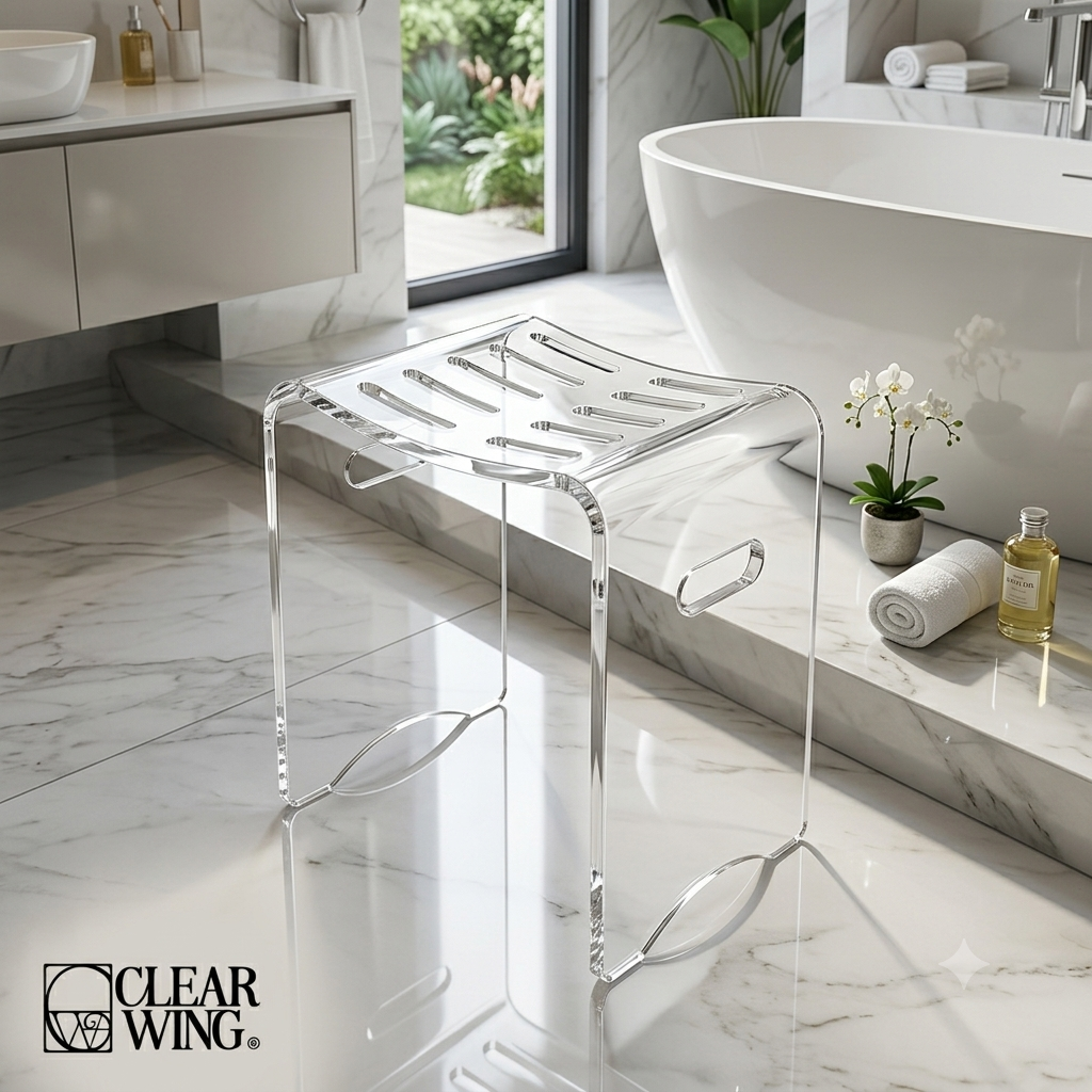 Acrylic Plexi  Bathroom Stool