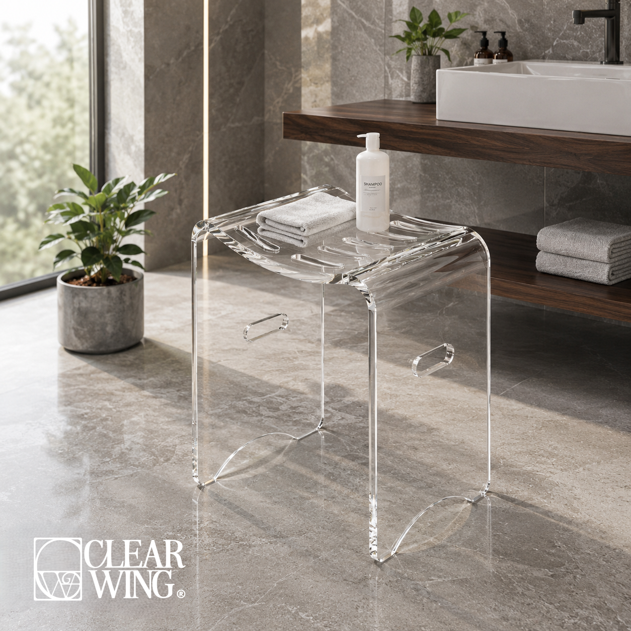 Acrylic Plexi  Bathroom Stool