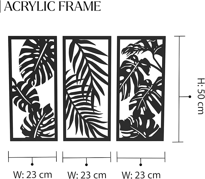 Acrylic Plexi Big Leaves Wall Art (3pcs)