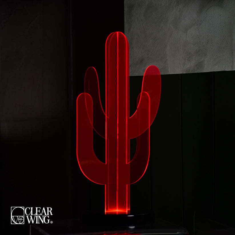 Red Plexi  Neon Lamp Cactus