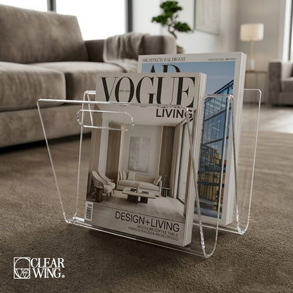 Acrylic Plexi Wave Magazine Rack With Handle