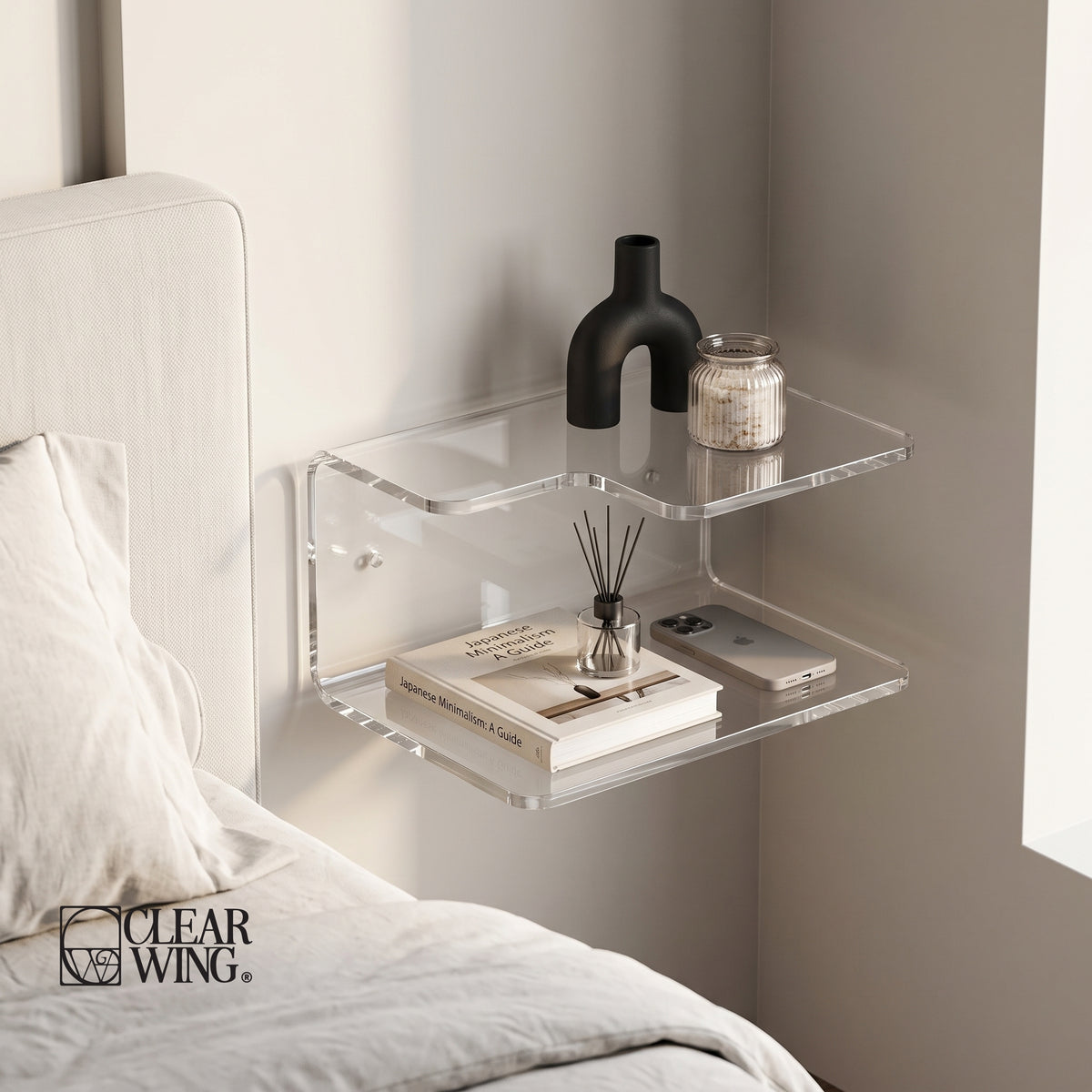 Double-Layer Acrylic Plexi Wall Shelf