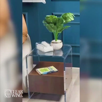 Acrylic plexi Nightstand with wood